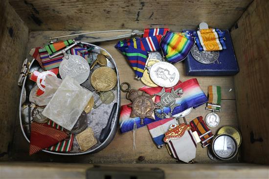 Two WWI Thornton family medal groups and other medals